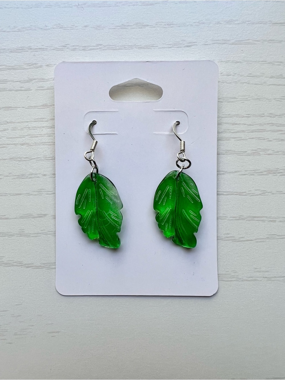 Green Leaf Dangle Artisan Earrings